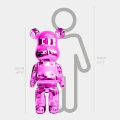 Aero Bear 135cm Pink Resin Indoor Sculpture