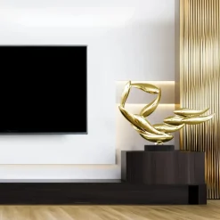 Aero Stream 50cm Gold Metal Indoor Sculpture