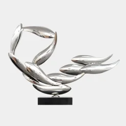 Aero Stream 50cm Silver Metal Indoor Sculpture