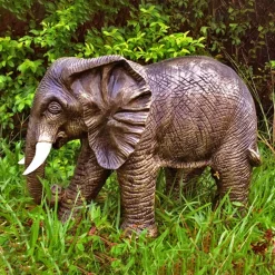 African Elephant 42cm Bronze Marble Resin Garden Ornament