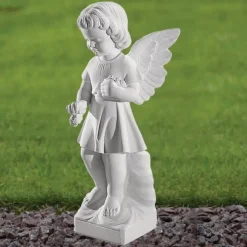 Angel Figurine 29cm Marble Resin Garden Statue