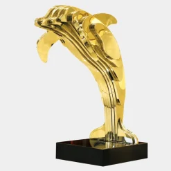 Aqua Dolphin 105cm Gold Metal Garden Sculpture
