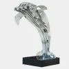 Aqua Dolphin 70cm Silver Metal Garden Sculpture