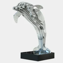 Aqua Dolphin 70cm Silver Metal Garden Sculpture