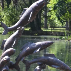 Atlantic Salmon Fish Bronze Metal Garden Sculpture