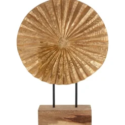 Aurora Disc 48cm Gold Wood Indoor Sculpture