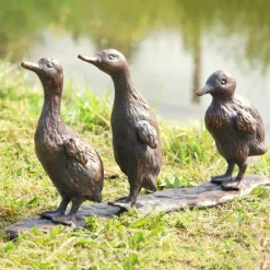 Baby Ducklings Bronze Metal Garden Ornaments