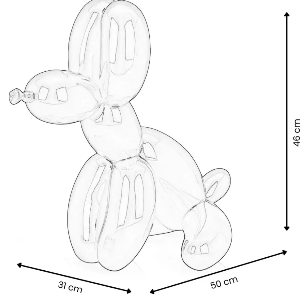 Balloon Dog & Bone 46cm Red Resin Indoor Sculpture