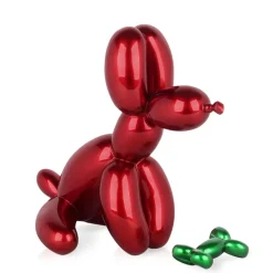 Balloon Dog & Bone 28cm Red Resin Indoor Sculpture