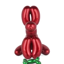 Balloon Dog & Bone 28cm Red Resin Indoor Sculpture
