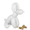 Balloon Dog & Bone 28cm White Resin Indoor Sculpture