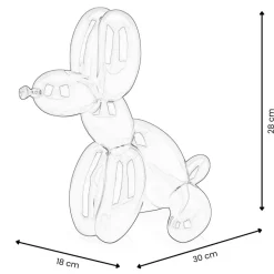 Balloon Dog & Bone 28cm White Resin Indoor Sculpture