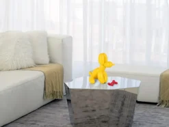 Balloon Dog & Bone 28cm Yellow Resin Indoor Sculpture