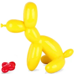 Balloon Dog & Bone 46cm Yellow Resin Indoor Sculpture
