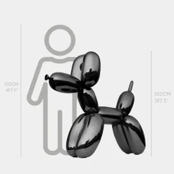 Balloon Dog 100cm Black Fibreglass Indoor Sculpture