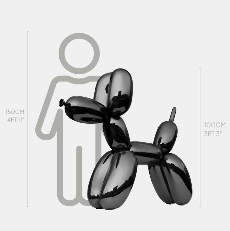 Balloon Dog 100cm Black Metal Garden Sculpture