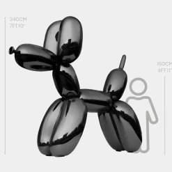 Balloon Dog 240cm Black Metal Garden Sculpture