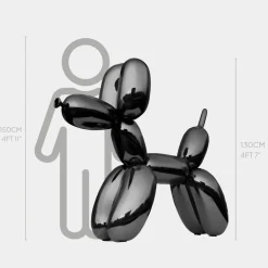 Balloon Dog 130cm Black Metal Garden Sculpture