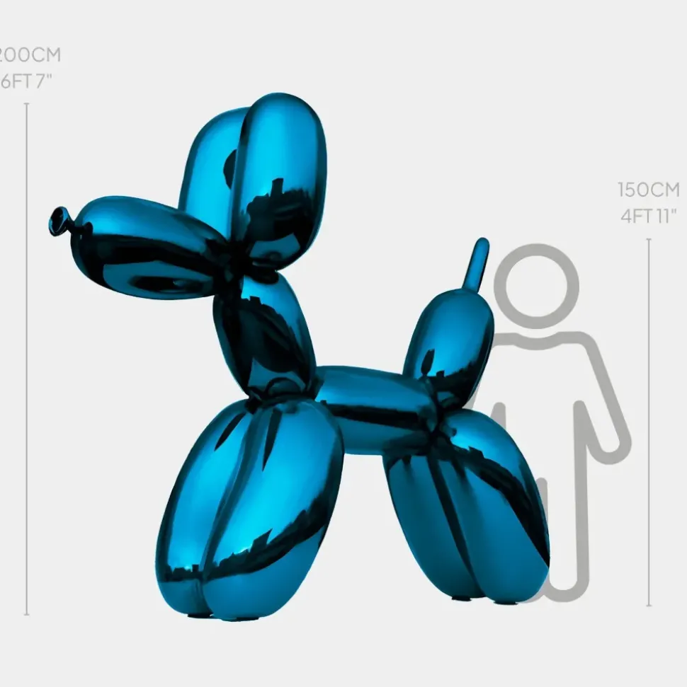 Balloon Dog 200cm Blue Metal Garden Sculpture