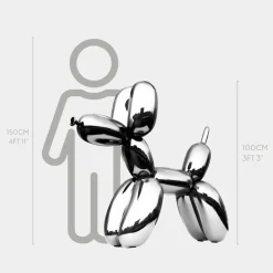 Balloon Dog 100cm Chrome Metal Garden Sculpture