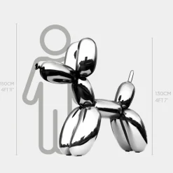 Balloon Dog 130cm Chrome Metal Garden Sculpture