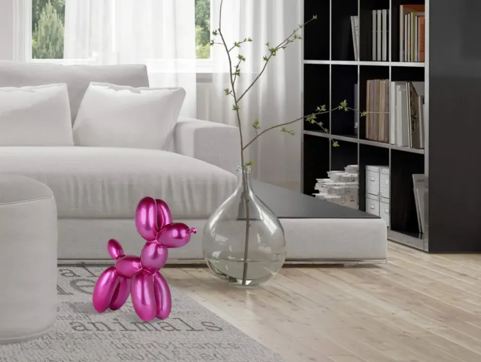 Balloon Dog 46cm Fuchsia Resin Indoor Sculpture