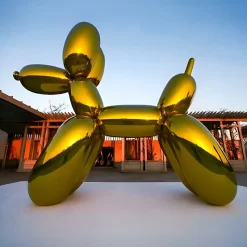 Balloon Dog 100cm Gold Metal Garden Sculpture