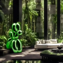 Balloon Dog 100cm Green Metal Garden Sculpture