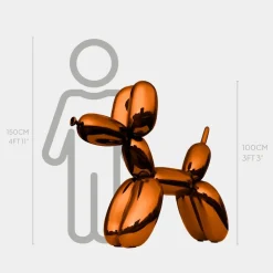 Balloon Dog 100cm Orange Metal Garden Sculpture