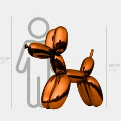 Balloon Dog 130cm Orange Metal Garden Sculpture
