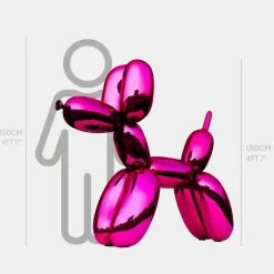 Balloon Dog 130cm Pink Metal Garden Sculpture