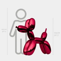 Balloon Dog 100cm Red Metal Garden Sculpture