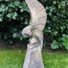 Barn Owl on Pedestal Stone Garden Statue