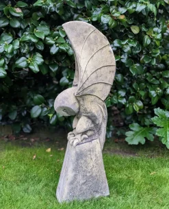 Barn Owl on Pedestal Stone Garden Statue