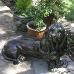 Bassett Hound Dog Bronze Metal Garden Statue