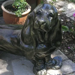 Bassett Hound Dog Bronze Metal Garden Statue