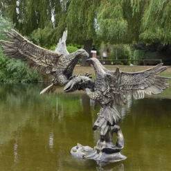 Battle of Eagles Bronze Metal Garden Statue