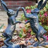 Battling Hares 50cm Bronze Metal Garden Statues