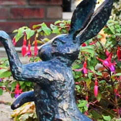 Battling Hares 50cm Bronze Metal Garden Statues