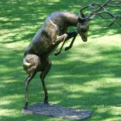 Battling Stags Life-Size 140cm Bronze Metal Garden Statues