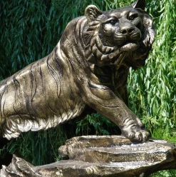 Bengal Tiger Life-Size Bronze Metal Garden Statue