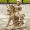 Boy & Donkey Stone Garden Statue