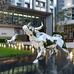 Bull 146cm Geometric Metal Garden Sculpture