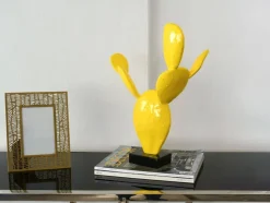 Cactus Bloom 41cm Yellow Resin Indoor Sculpture