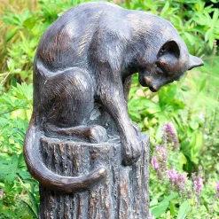 Cat & Mouse Bronze Resin Garden Ornament