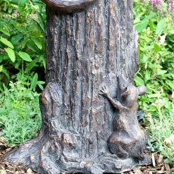 Cat & Mouse Bronze Resin Garden Ornament