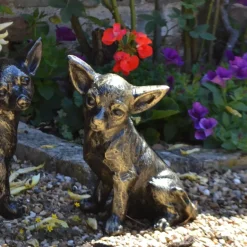Chihuahua Dogs Bronze Metal Garden Ornaments