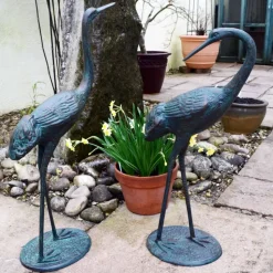 Classic Cranes Bronze Metal Garden Ornaments