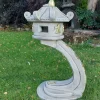 Classic Curved Japanese Pagoda Lantern Stone Garden Ornament