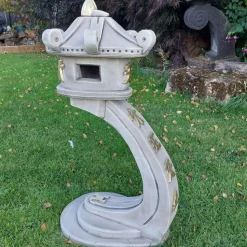 Classic Curved Japanese Pagoda Lantern Stone Garden Ornament